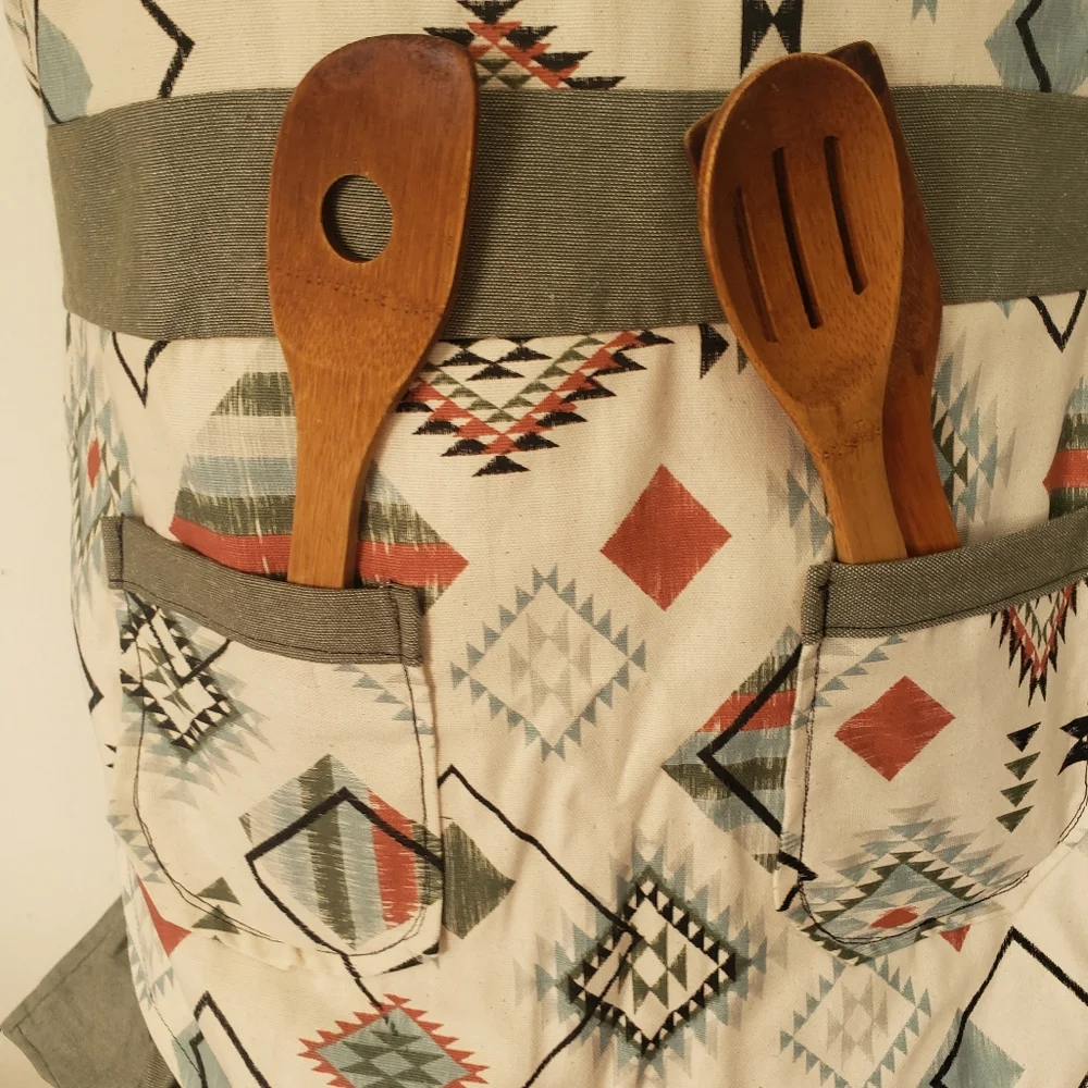 Green Aztec Handmade Kitchen Apron - Picture 3 of 6